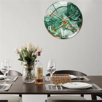 StoneAura Stille Marmerlook Wandklok van Acryl