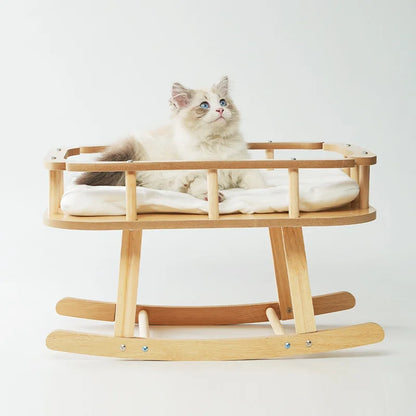 Houten kattenhangmat met ademende stof