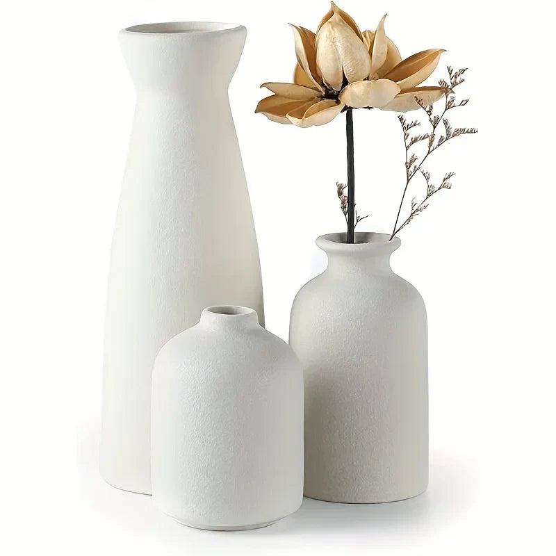 Keramische vaas set van 3 stuks met boho design