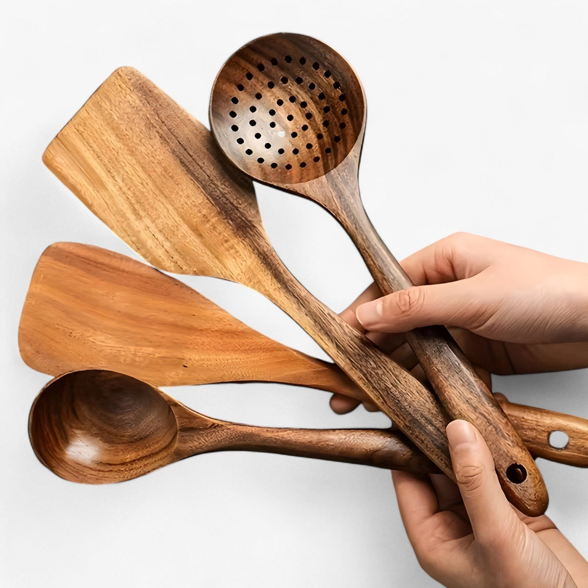 Houten keukengerei set van 11 stuks voor kookgerei