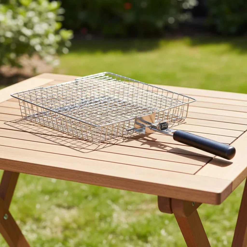 Rvs grillmand voor vis en groenten