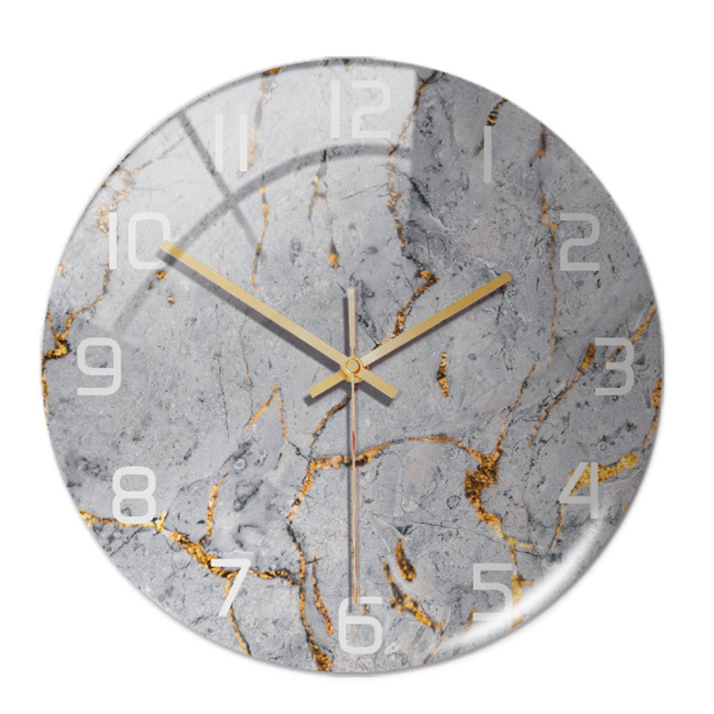StoneAura Stille Marmerlook Wandklok van Acryl