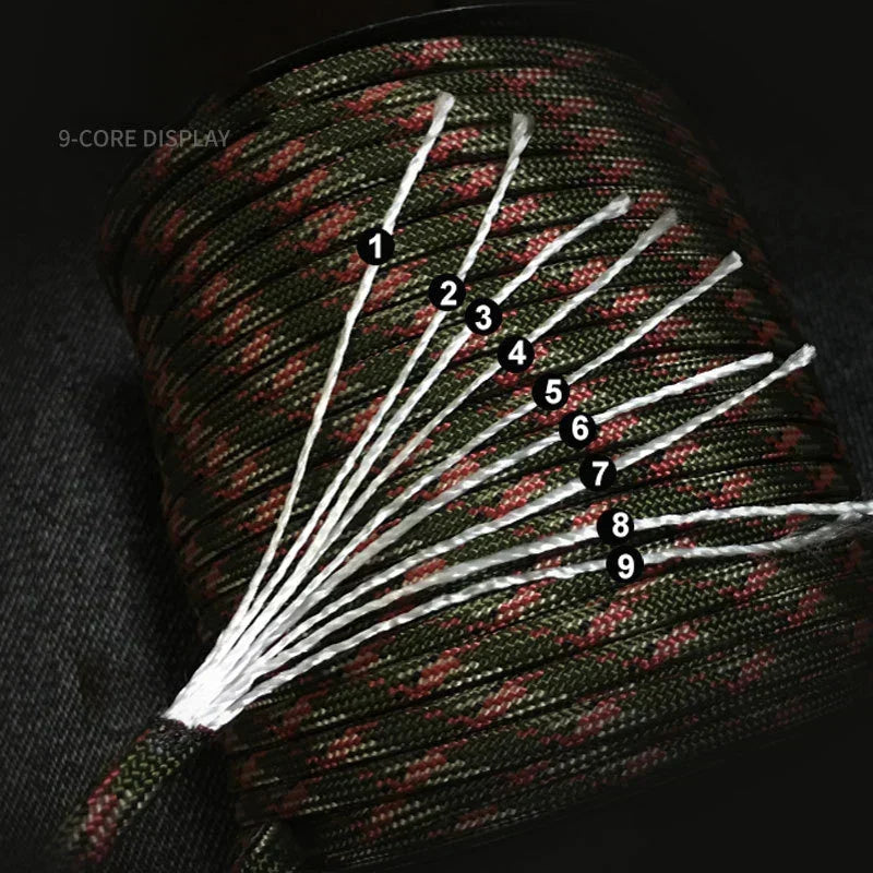 550 Paracord touw van 100 m met 9 kernen