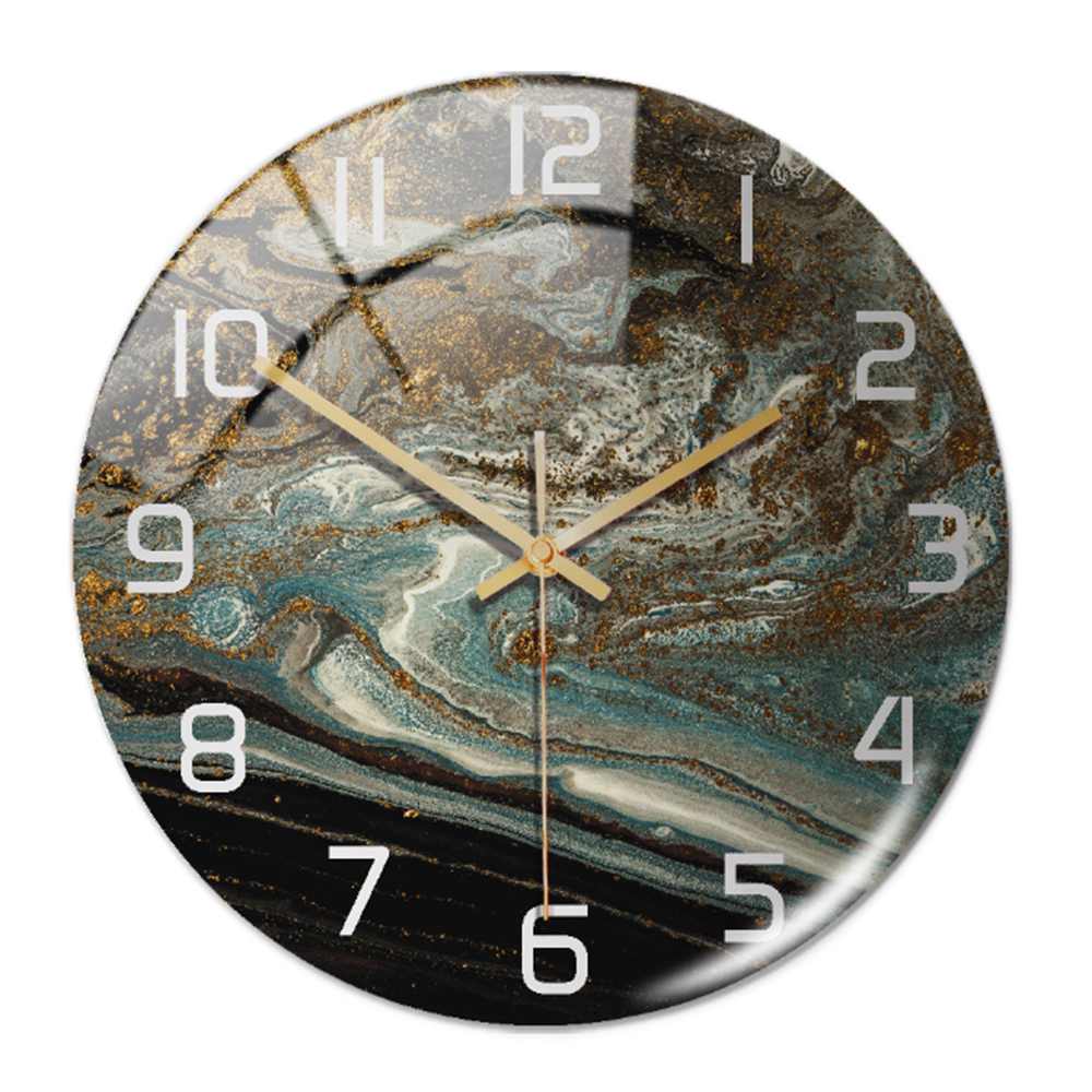 StoneAura Stille Marmerlook Wandklok van Acryl
