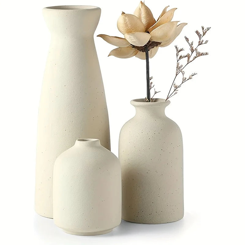 Keramische vaas set van 3 stuks met boho design