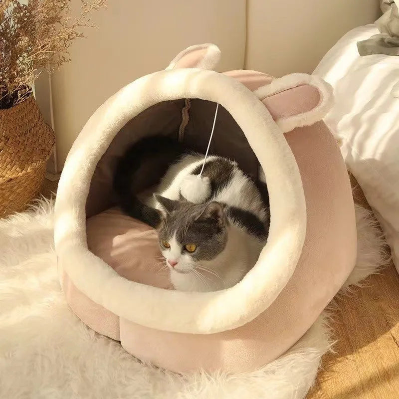 Warm kattenhuis met uitneembaar kussen voor huisdieren