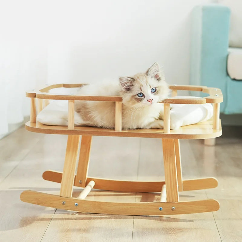 Houten kattenhangmat met ademende stof