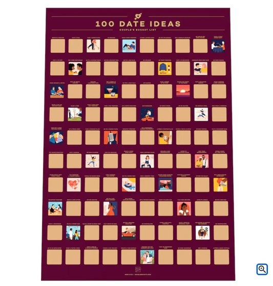 Date kalender krasposter met 100 unieke date ideeën