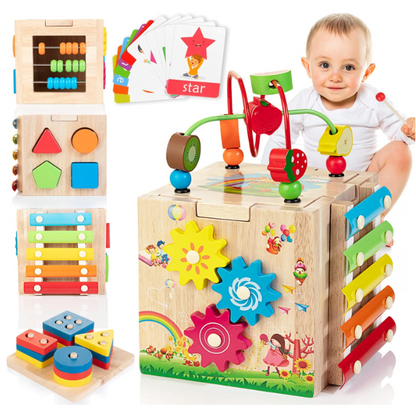 Houten Montessori Activiteitenkubus 8-in-1 voor Peuters