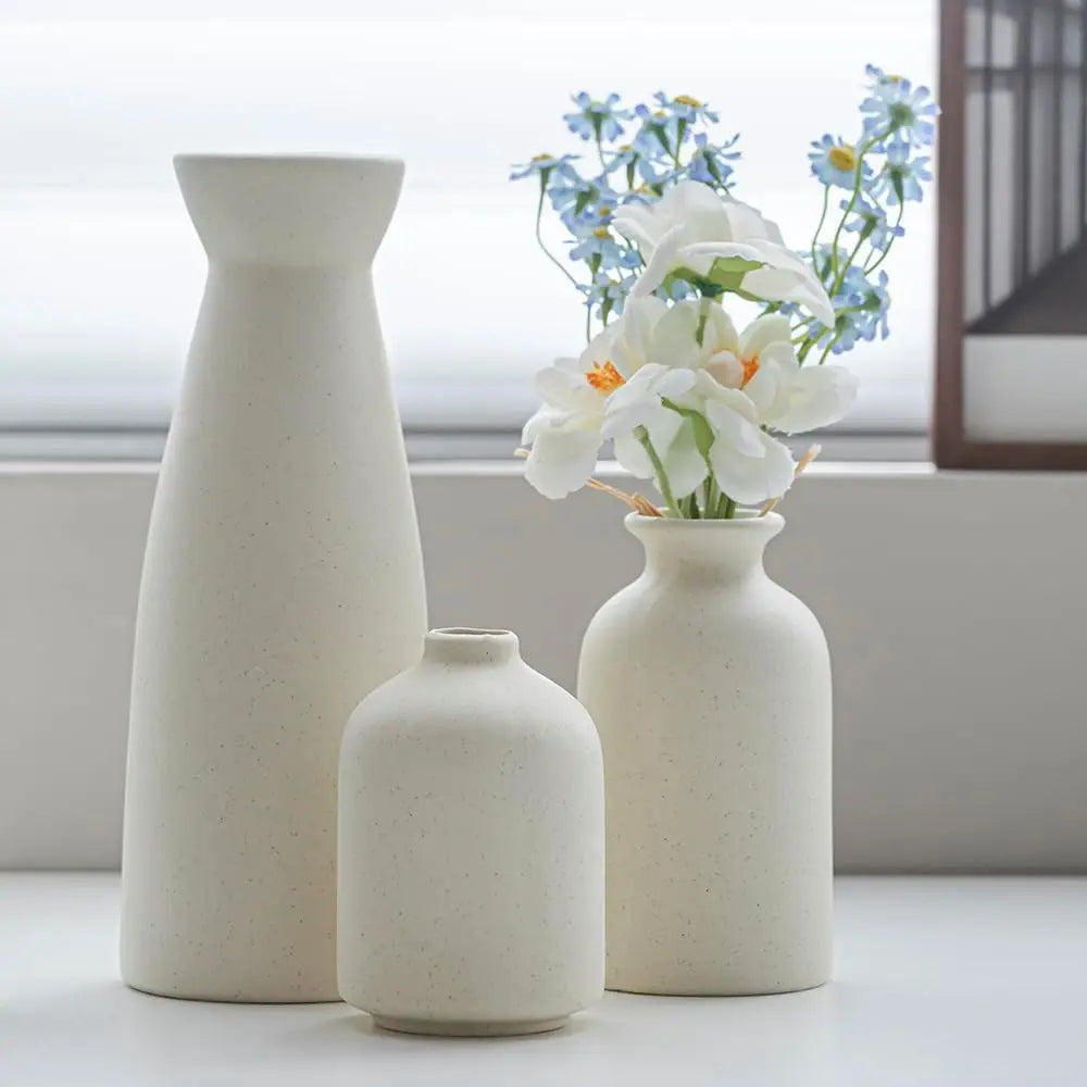 Keramische vaas set van 3 stuks met boho design