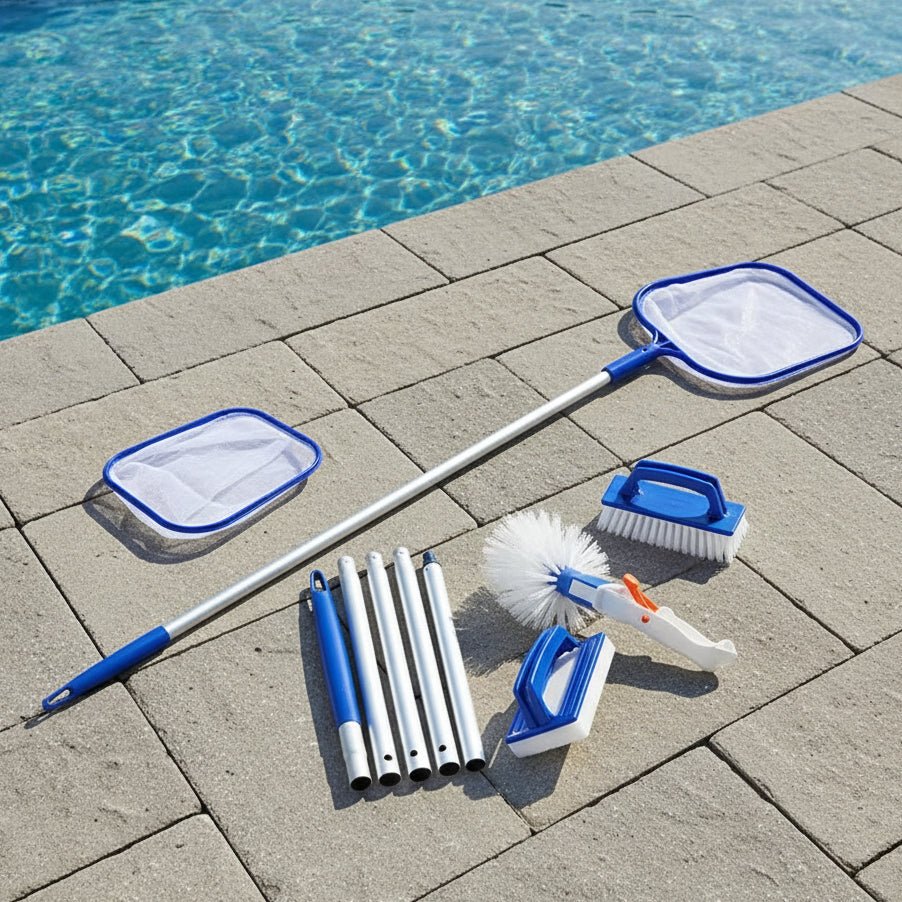 Complete zwembad reinigingsset met aluminium steel