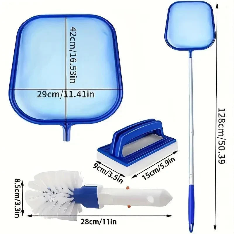 Complete zwembad reinigingsset met aluminium steel