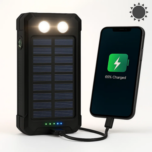 Draagbare Solar Powerbank Met Dubbele USB-Aansluiting En Zaklamp