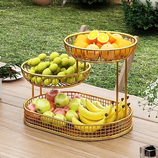 Metalen fruitschaal etagère met 3 lagen