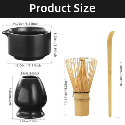 Japanse matcha theeset van bamboe met kom en klopper