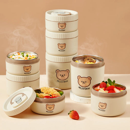 Rvs thermos lunchbox met lekvrije deksel