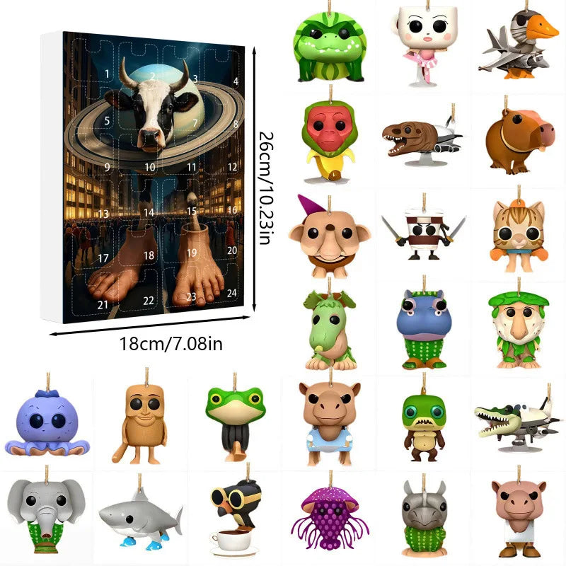 Adventskalender met 24 mythische acryl figuren
