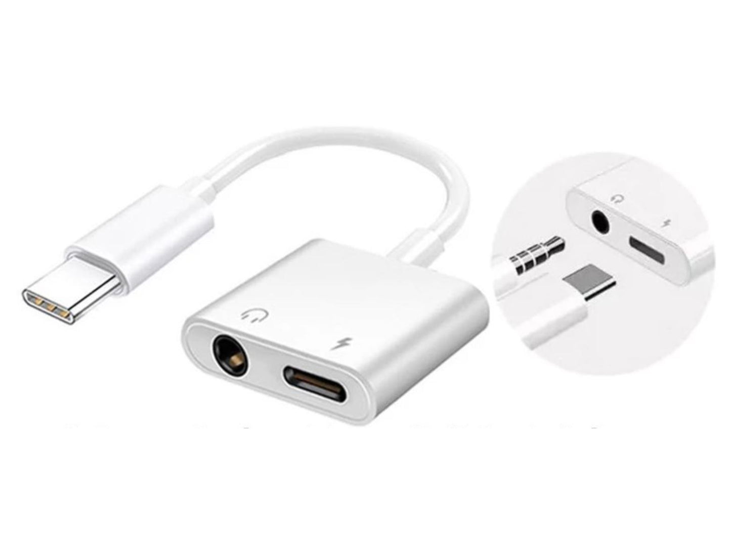 USB-C - 2 In 1 Splitter kabel voor Opladen & Muziek luisteren tegelijk