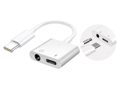USB-C - 2 In 1 Splitter kabel voor Opladen & Muziek luisteren tegelijk