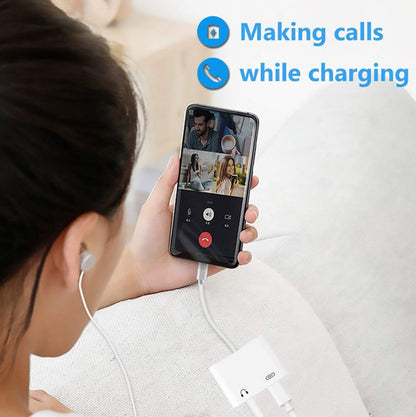 USB-C - 2 In 1 Splitter kabel voor Opladen & Muziek luisteren tegelijk