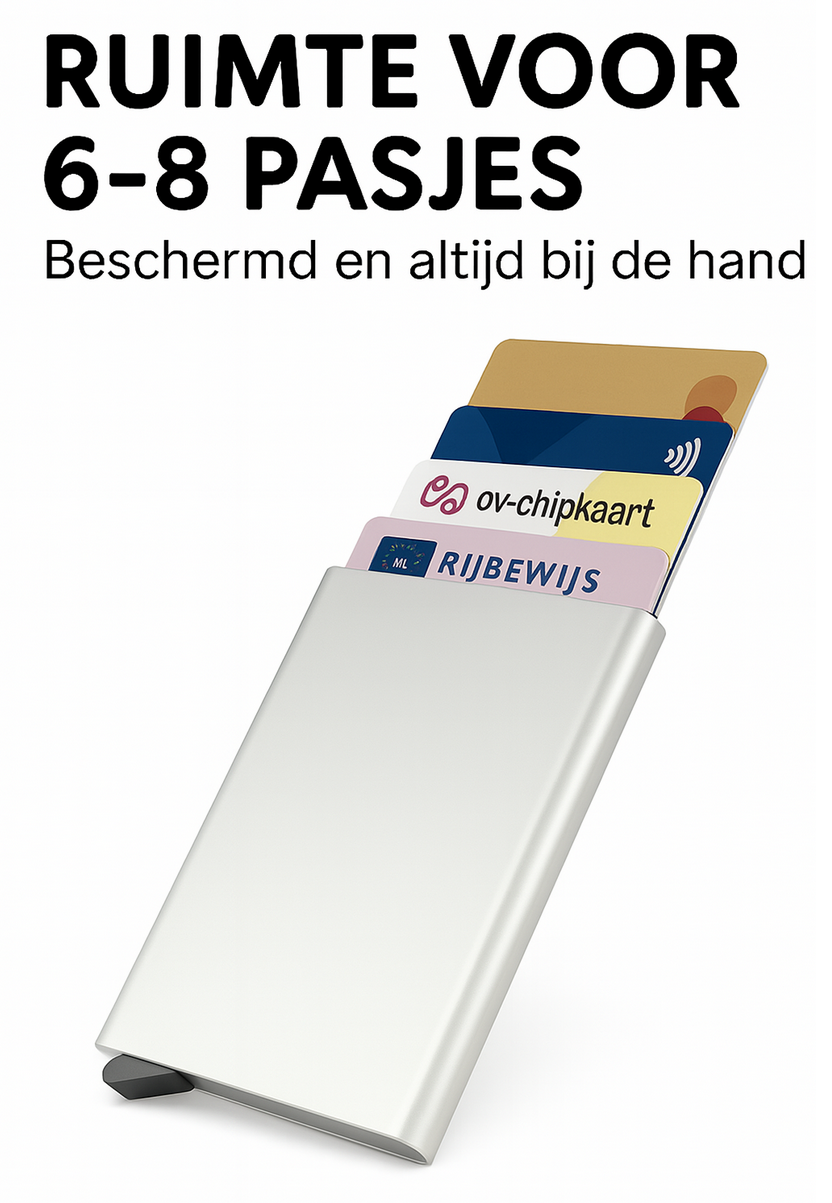 Uitschuifbare dunne pasjeshouder RFID - Zilver