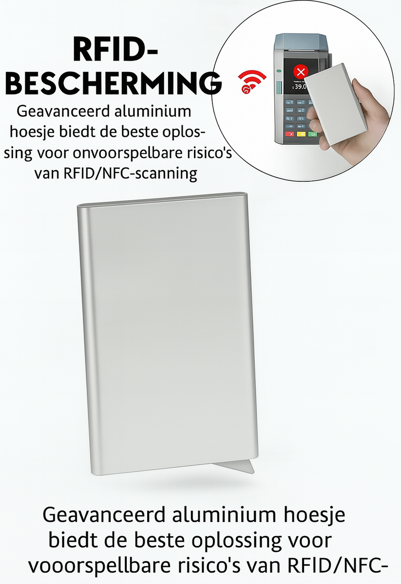 Uitschuifbare dunne pasjeshouder RFID - Zilver