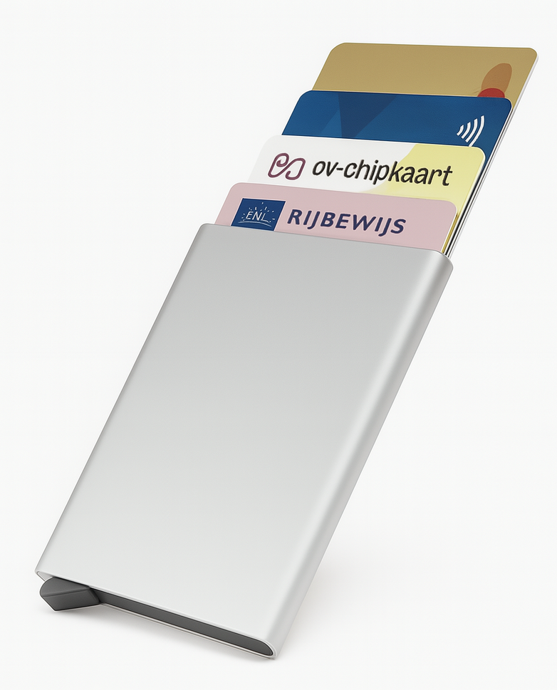 Uitschuifbare dunne pasjeshouder RFID - Zilver