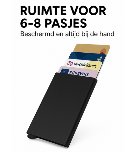 Uitschuifbare dunne pasjeshouder RFID - Zwart