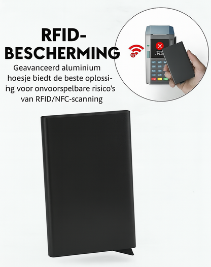 Uitschuifbare dunne pasjeshouder RFID - Zwart