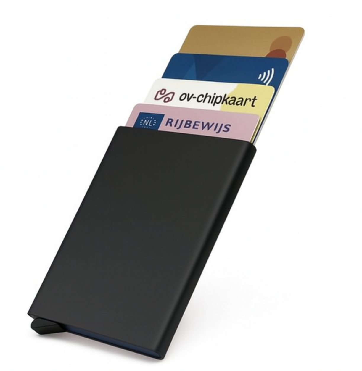 Uitschuifbare dunne pasjeshouder RFID - Zwart