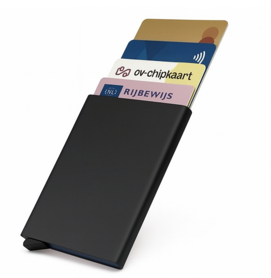 Uitschuifbare dunne pasjeshouder RFID - Zwart