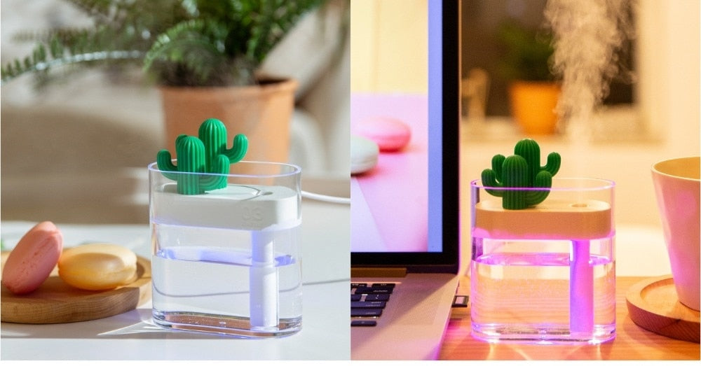 Ultrasone cactus aroma diffuser met ledverlichting van 160 ml