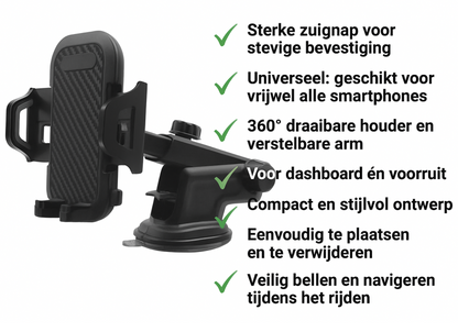 Universele Telefoonhouder Auto met Zuignap – Voorruit & Dashboard