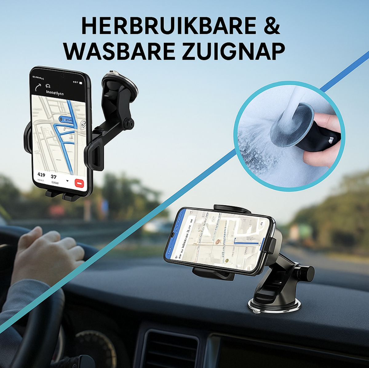 Universele Telefoonhouder Auto met Zuignap – Voorruit & Dashboard