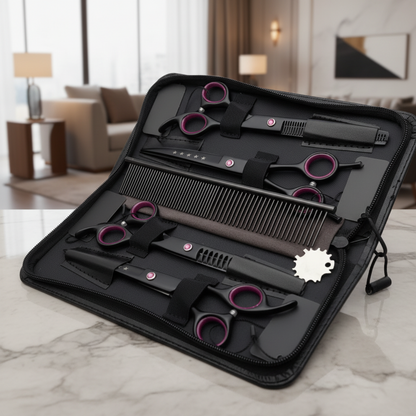 Roestvrijstalen hondentrimschaar set met handig etui