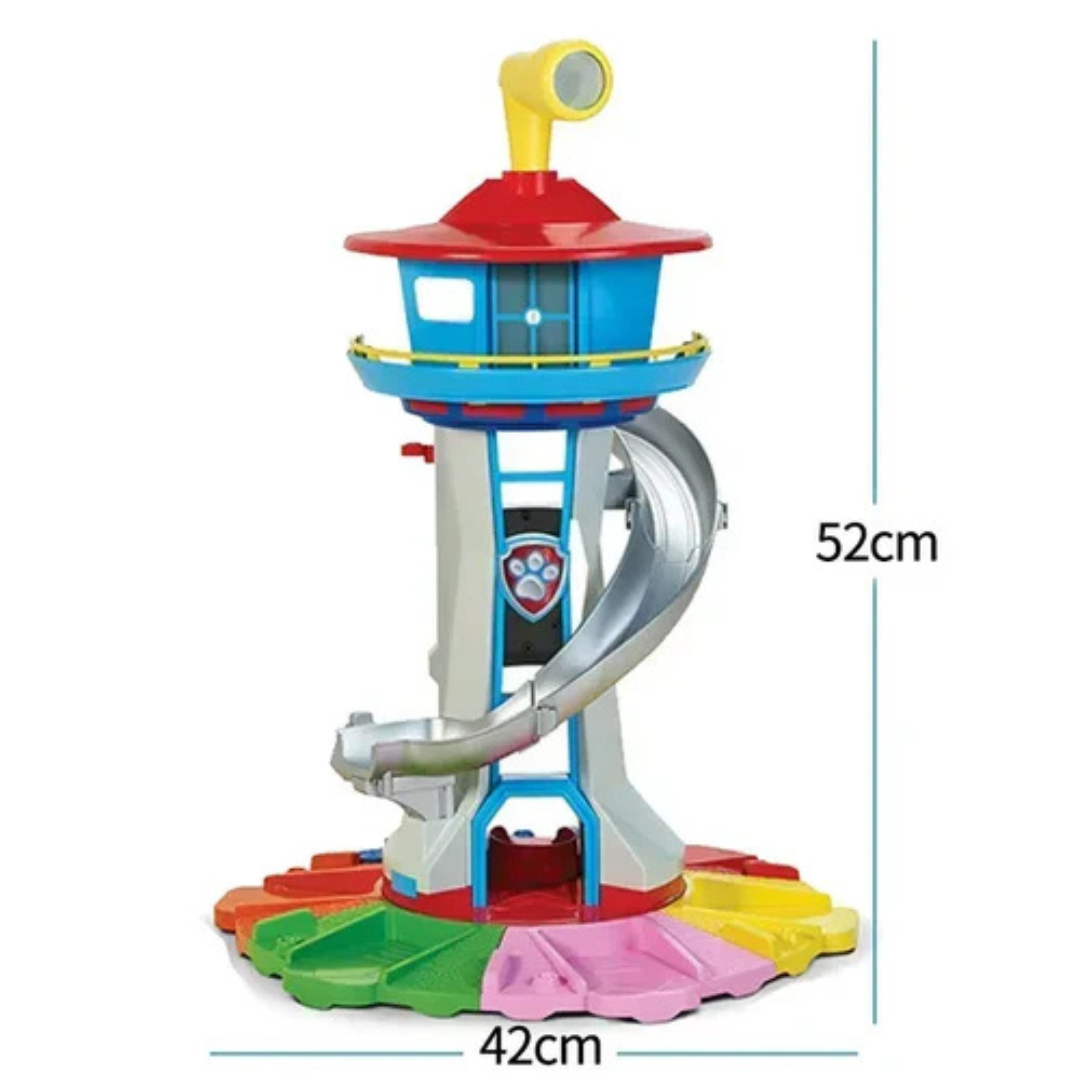 Interactieve speelgoedtoren met glijbaan en speelfiguurtjes