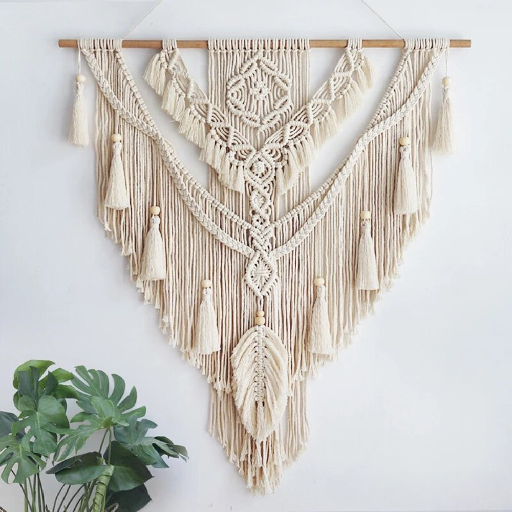 BohoNest Handgeknoopte Macramé Wandkleed van 75 x 95 cm