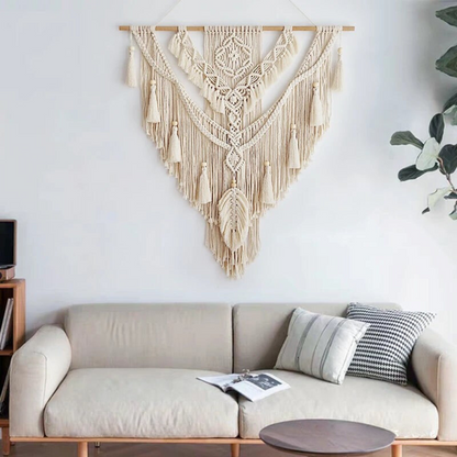 BohoNest Handgeknoopte Macramé Wandkleed van 75 x 95 cm