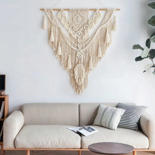 BohoNest Handgeknoopte Macramé Wandkleed van 75 x 95 cm