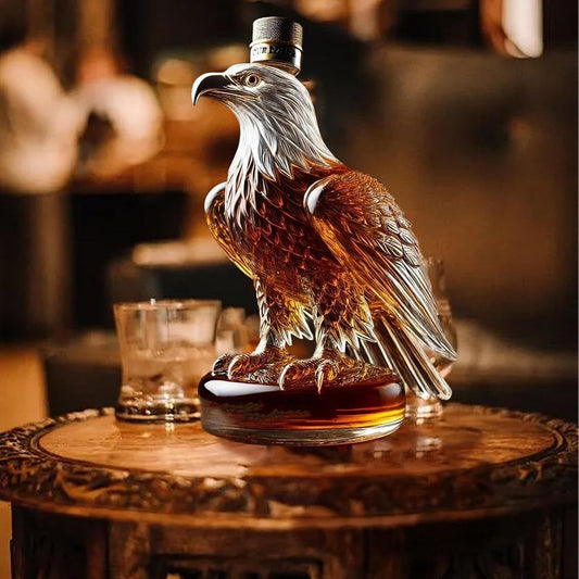 Glazen whisky karaf met adelaar vormgeving