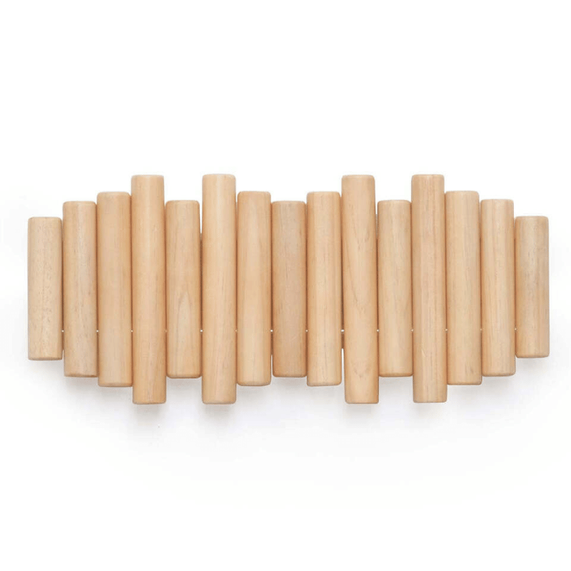 Houten wandkapstok met inklapbare haken