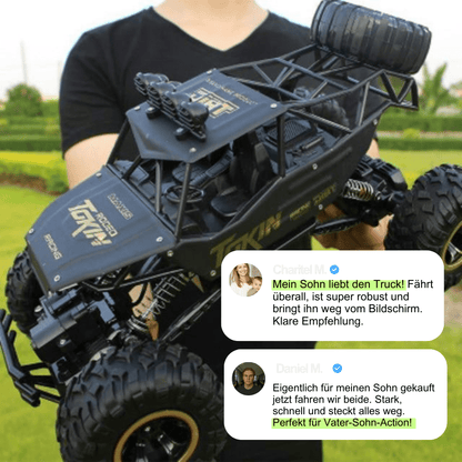 Op afstand bestuurbare 4x4 monstertruck met off-road banden