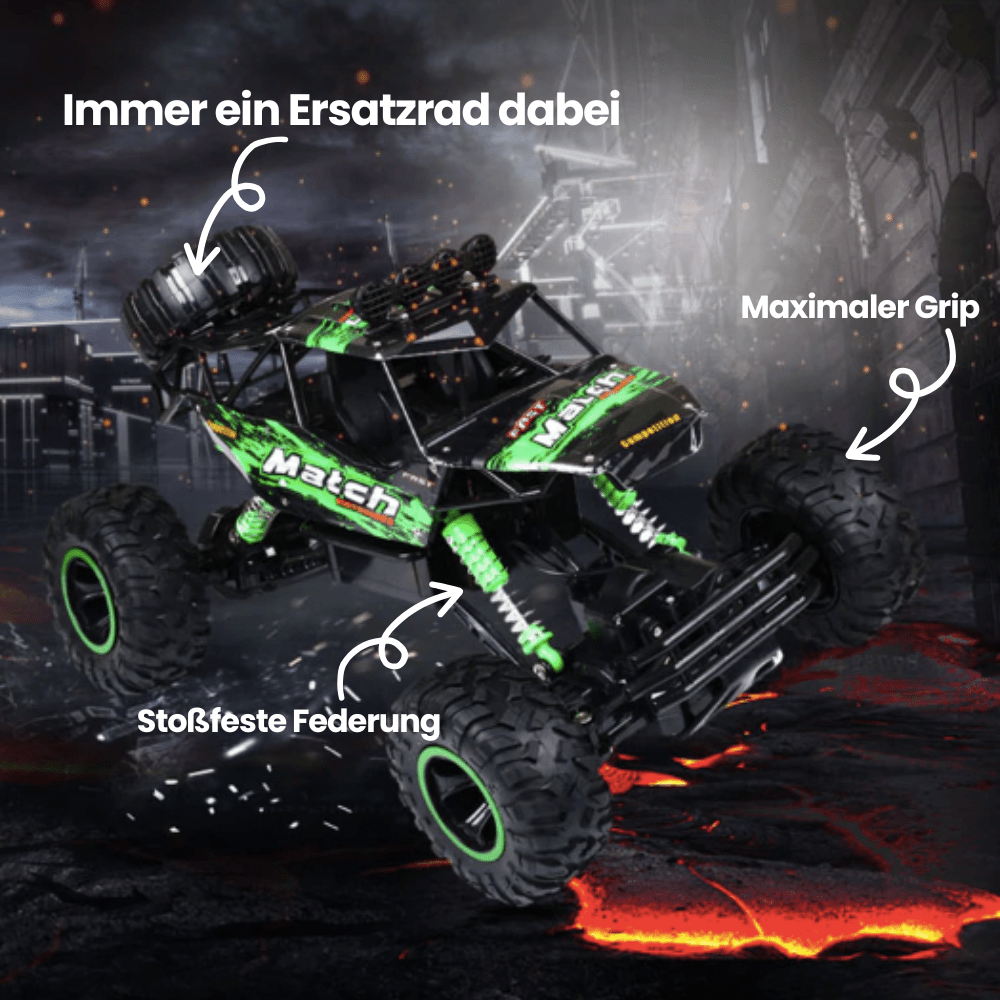 Op afstand bestuurbare 4x4 monstertruck met off-road banden