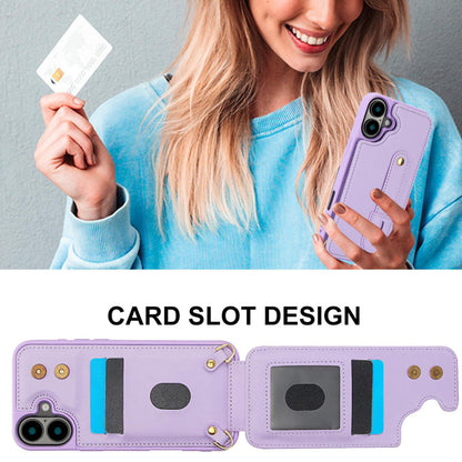 iPhone 17 Hoesje met Pasjeshouder en Draagkoord Paars