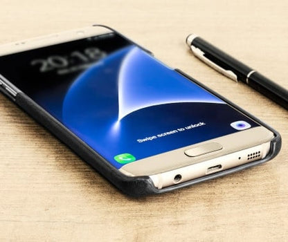 Leren backcover telefoonhoesje met pasjesvakje voor Samsung Galaxy S7 Edge