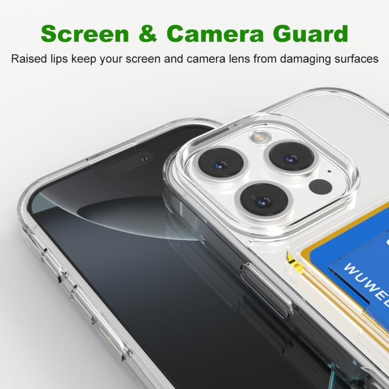 Transparant TPU telefoonhoesje met pasjesvak voor iPhone 16 Pro Max