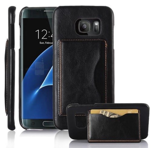Leren backcover telefoonhoesje met pasjesvakje voor Samsung Galaxy S7 Edge