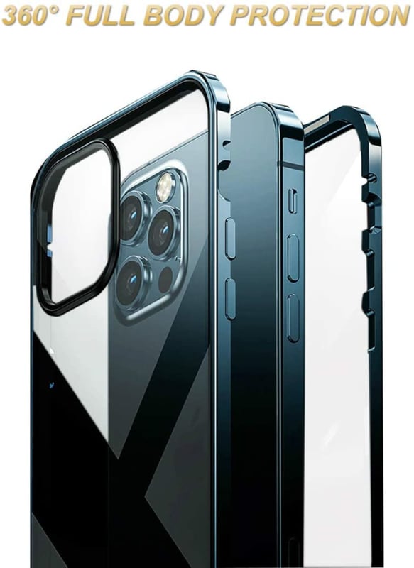 Magnetisch telefoonhoesje met dubbelzijdig glas voor iPhone 15 Pro