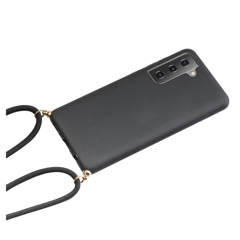 Galaxy S21 Plus Crossbody TPU Hoesje met Verstelbaar Koord Zwart