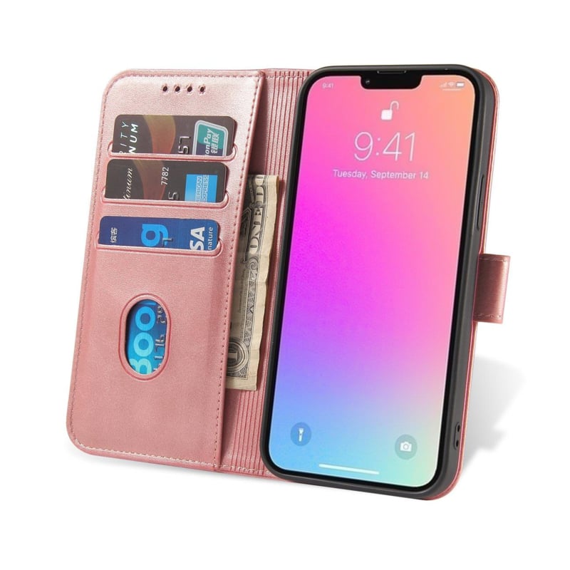 Leren bookcase portemonnee hoesje voor Samsung Galaxy S24 Plus roze